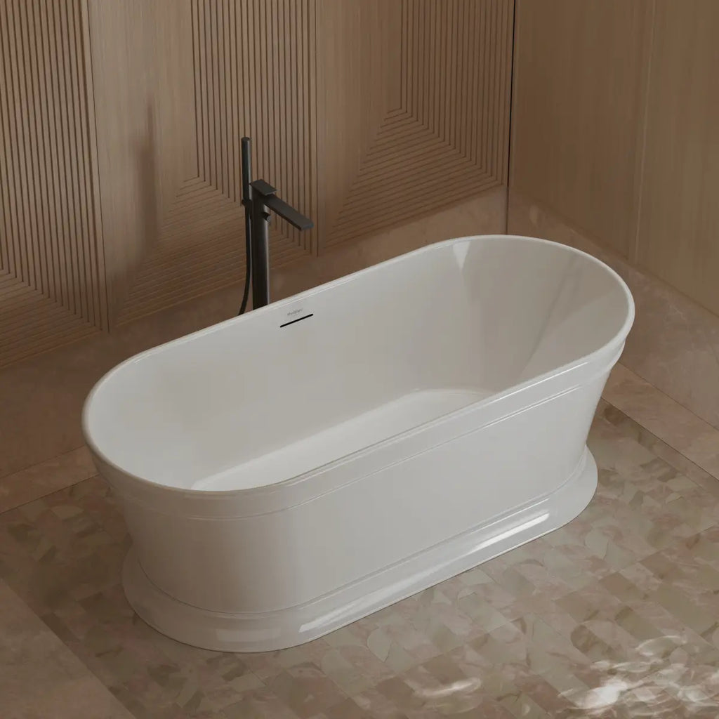 MonBlari TW-7796 White Acrylic Freestanding Bathtub Side Top View Close-up