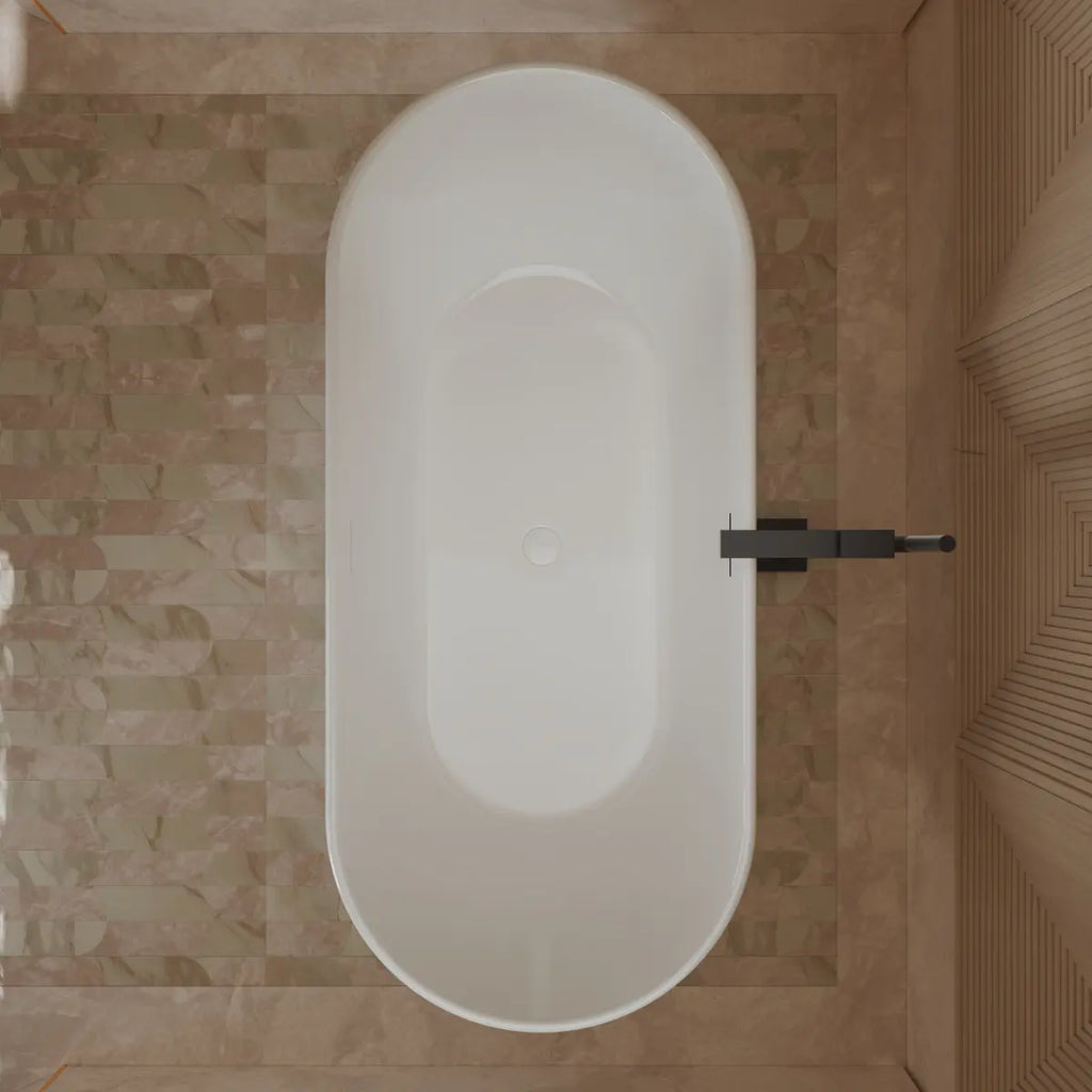 MonBlari TW-7796 White Acrylic Freestanding Bathtub Top View Close-up