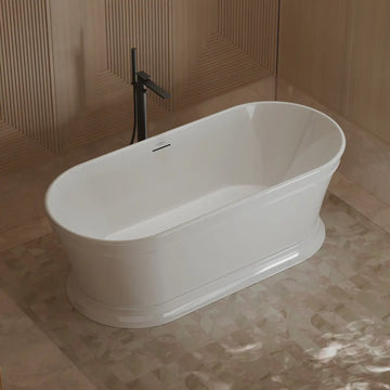 MonBlari TW-7796 White Freestanding Bathtub Side Top View Close-up