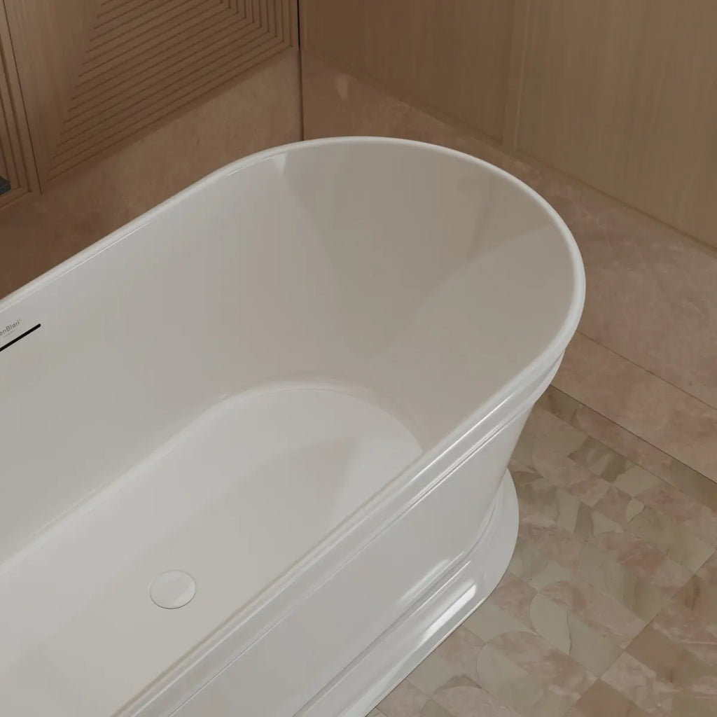 MonBlari TW-7796 White Freestanding Bathtub Side Top View Close-up