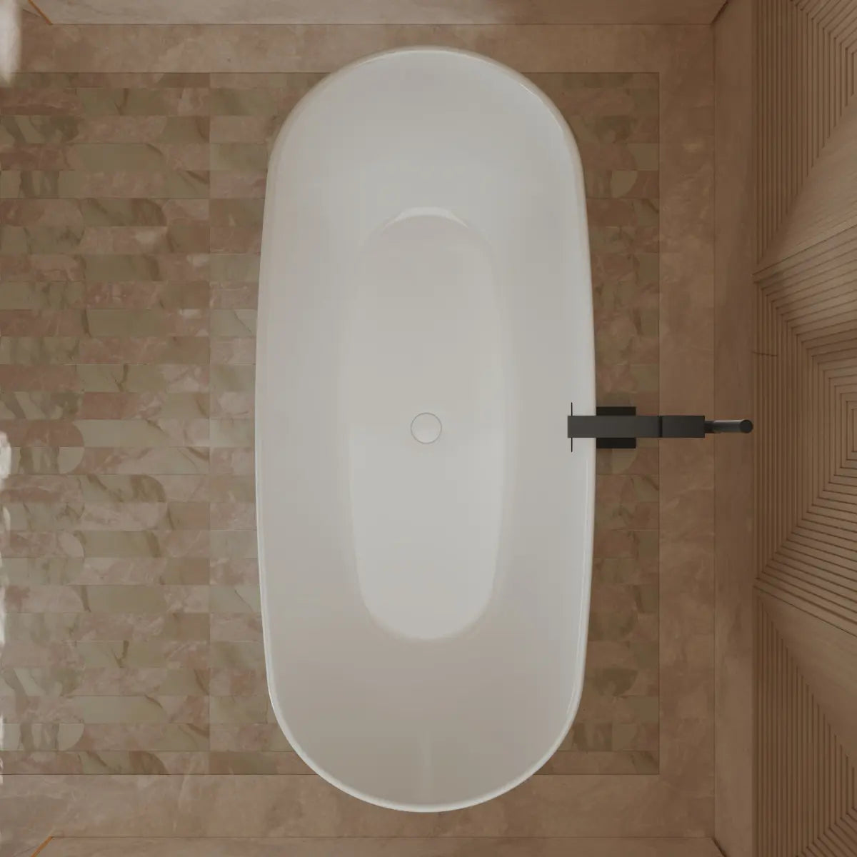 MonBlari TW-7798 White Freestanding Acrylic Bathtub Top View Close-up