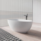 MonBlari TW-8001 Oval Solid Surface Stone Bath Diagonal View