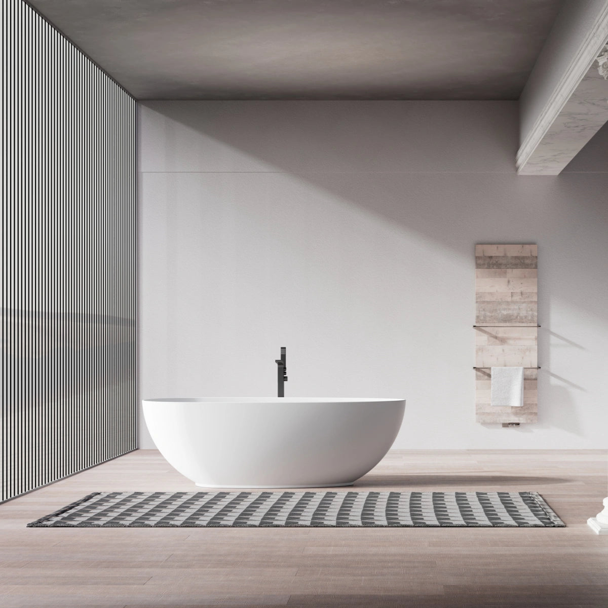 MonBlari TW-8001 Oval Solid Surface Stone Bath Front View Main image