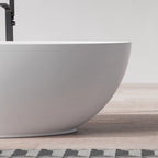 MonBlari TW-8001 Oval Solid Surface Stone Bath Right Side View Close-up