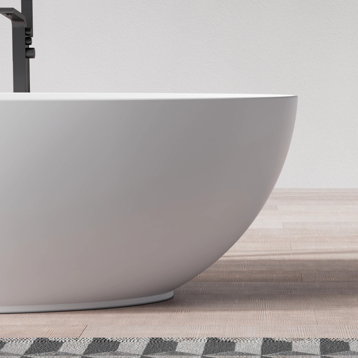 MonBlari TW-8001 Oval Solid Surface Stone Bath Right Side View Close-up
