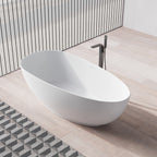 MonBlari TW-8001 Oval Solid Surface Stone Bath Side View Close-up