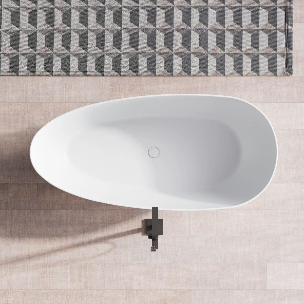 MonBlari TW-8001 Oval Solid Surface Stone Bath Top View Close-up