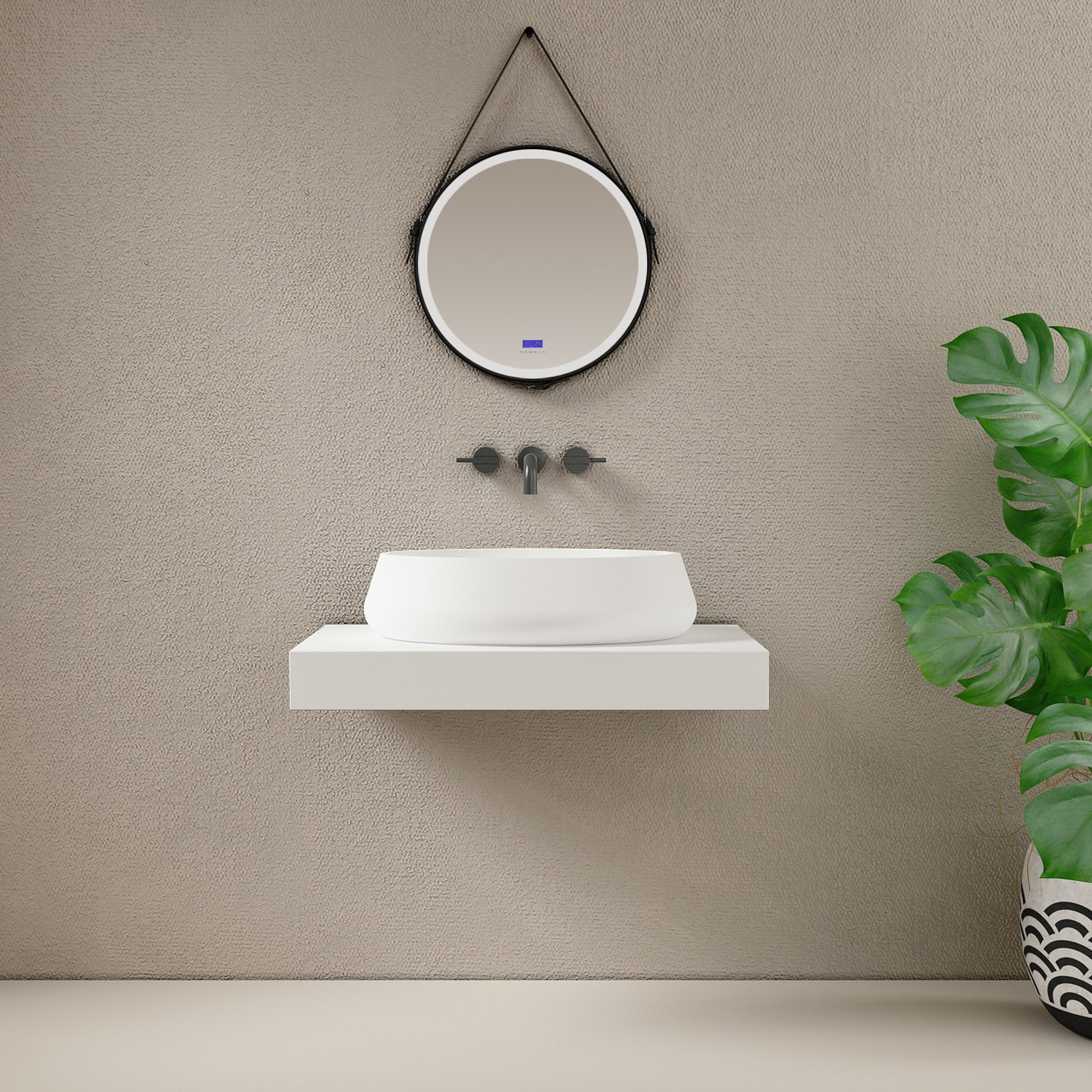 MonBlari TW-8693A oval countertop basin – solid surface modern bathroom sink Main image