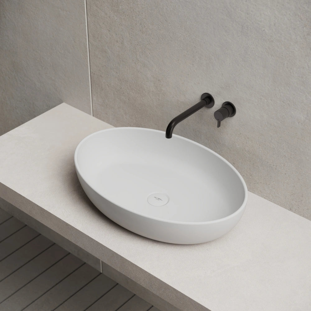 MonBlari TW-A101 Solid Surface Countertop Basin 600mm Side Top View Close-up