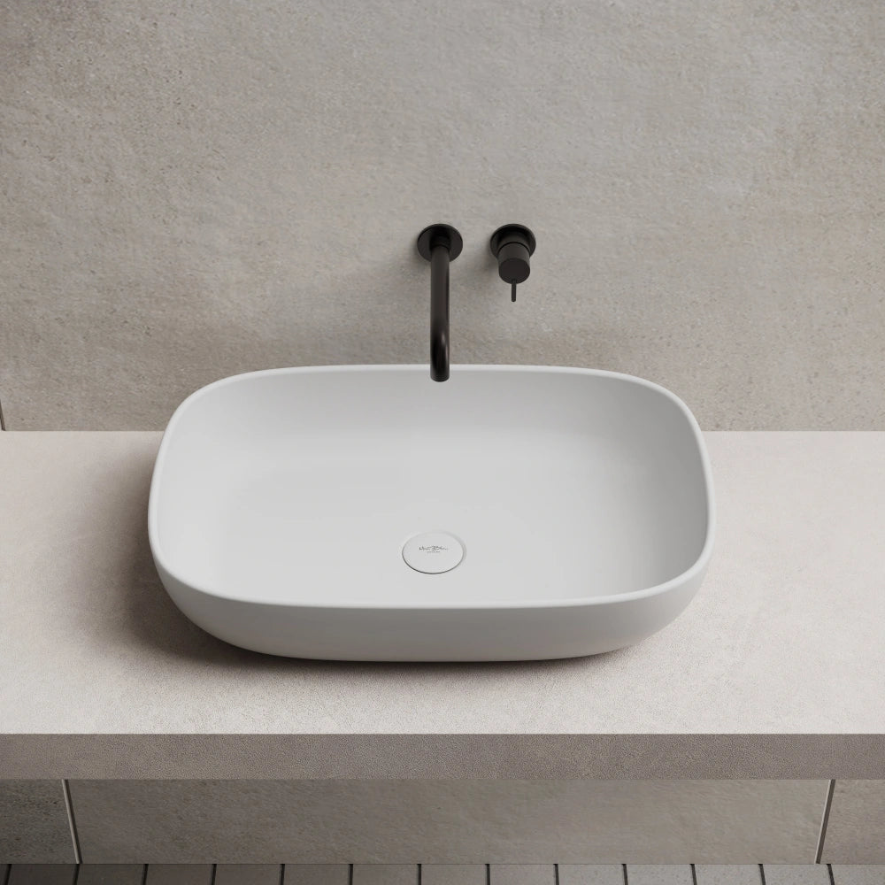 MonBlari TW-A102 Solid Surface Countertop Vessel Bathroom Sink 600mm Front Top View