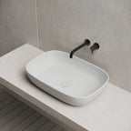 MonBlari TW-A102 Solid Surface Countertop Vessel Bathroom Sink 600mm Side Top View Close-up
