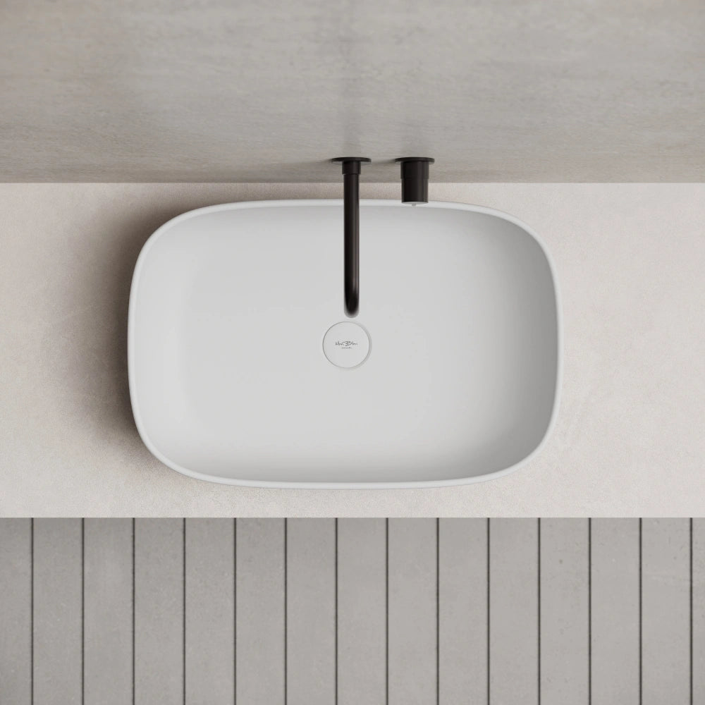 MonBlari TW-A102 Solid Surface Countertop Vessel Bathroom Sink 600mm Top View Close-up