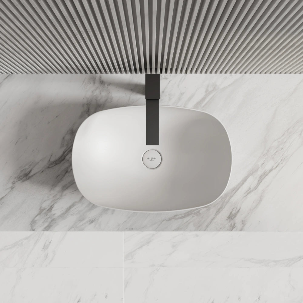MonBlari TW-A107 Oval Solid Surface Countertop Basin 540mm Front Top View Close-up