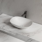 MonBlari TW-A107 Oval Solid Surface Countertop Basin 540mm Side Top View Close-up