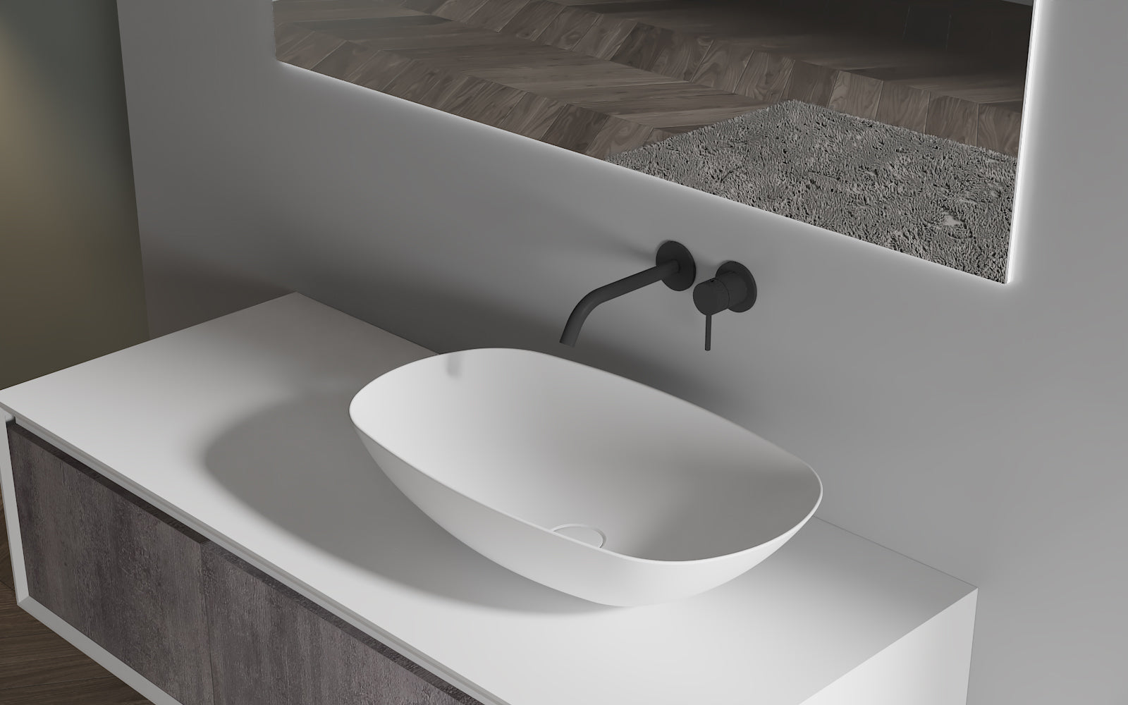 MonBlari TW-A108 countertop basin – durable solid surface bathroom sink Main image