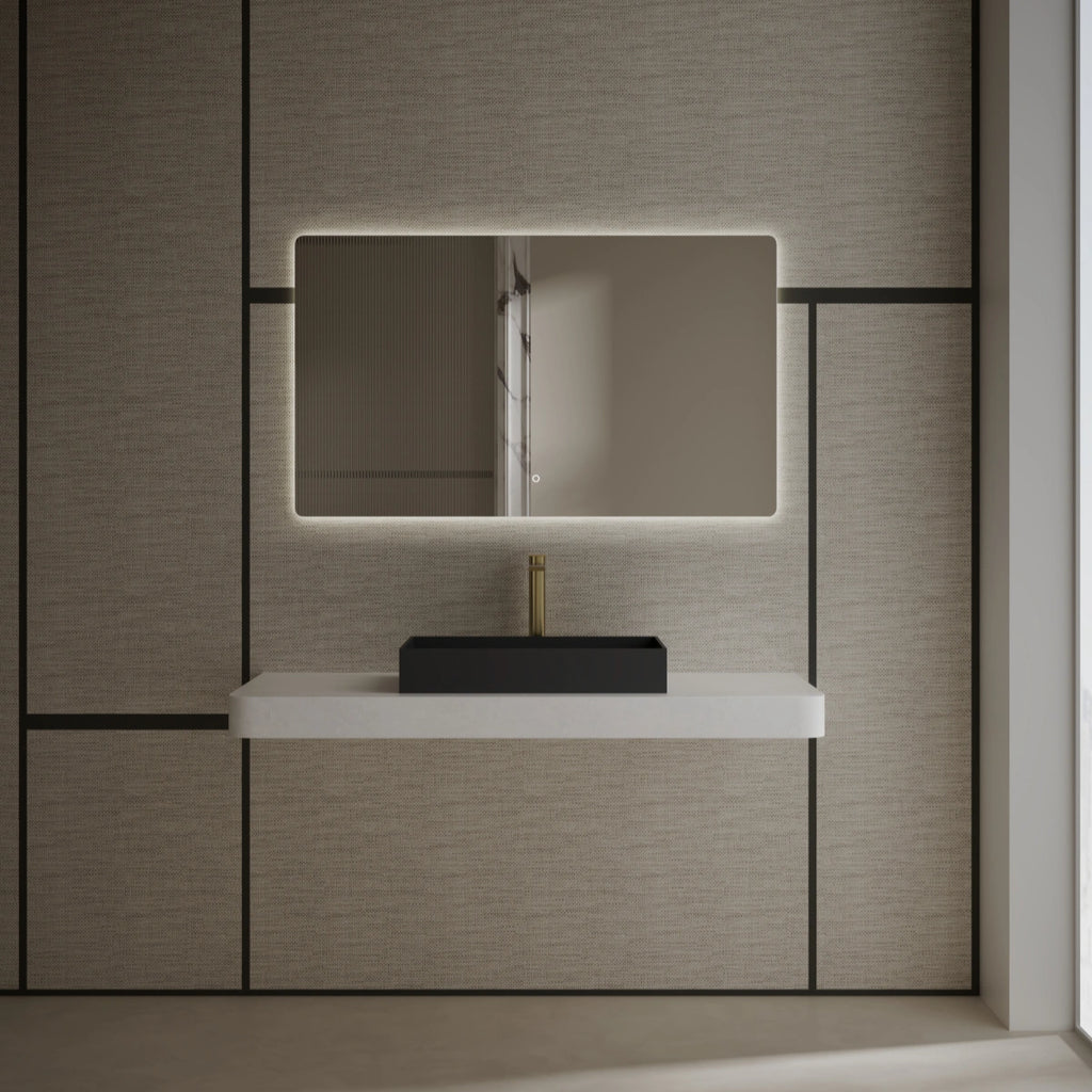 MonBlari TW-A160 Black Countertop Solid Surface Basin Front View