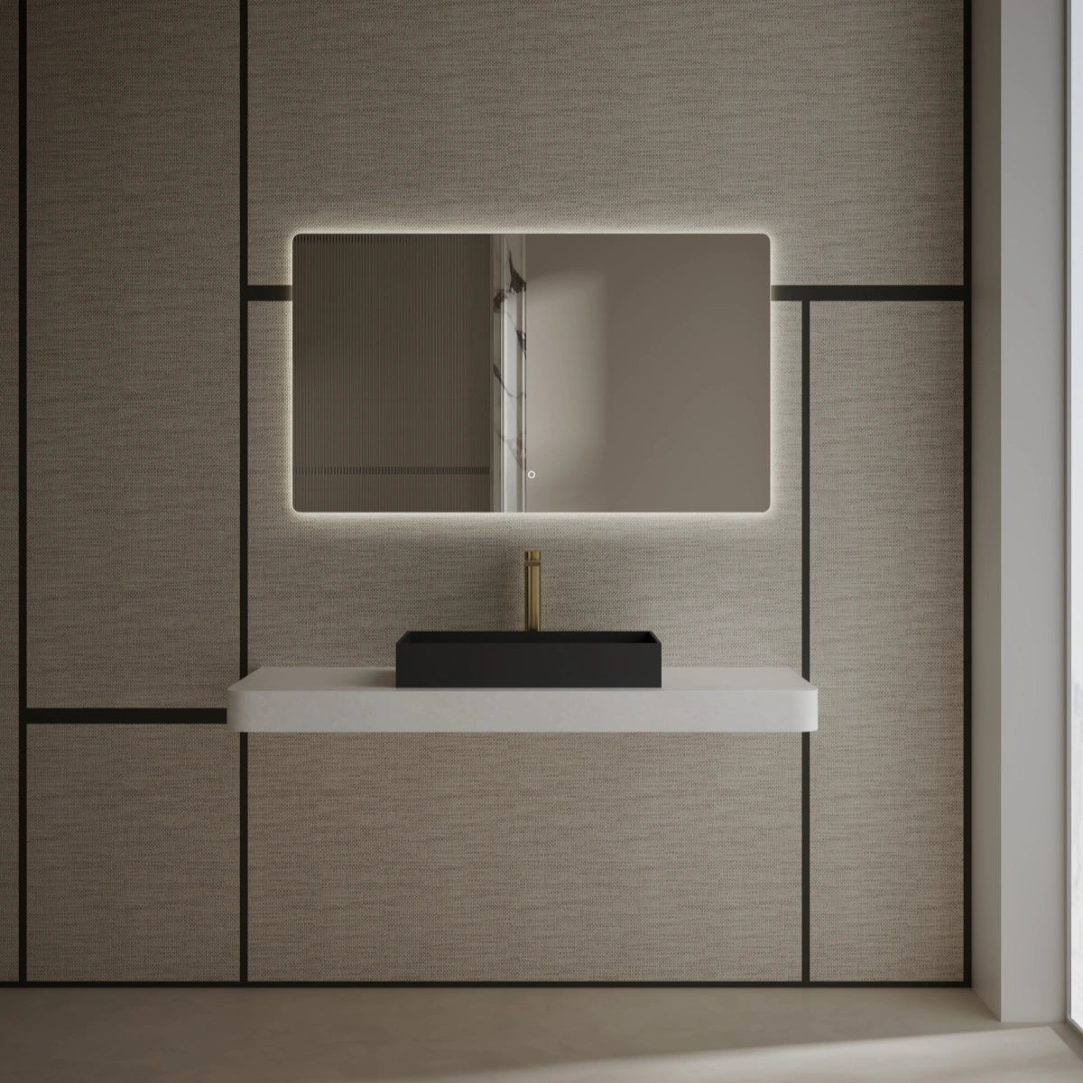 MonBlari TW-A160 Black Countertop Solid Surface Basin Front View