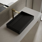 MonBlari TW-A160 Black Countertop Solid Surface Basin Side Top View