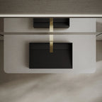 MonBlari TW-A160 Black Countertop Solid Surface Basin Top View