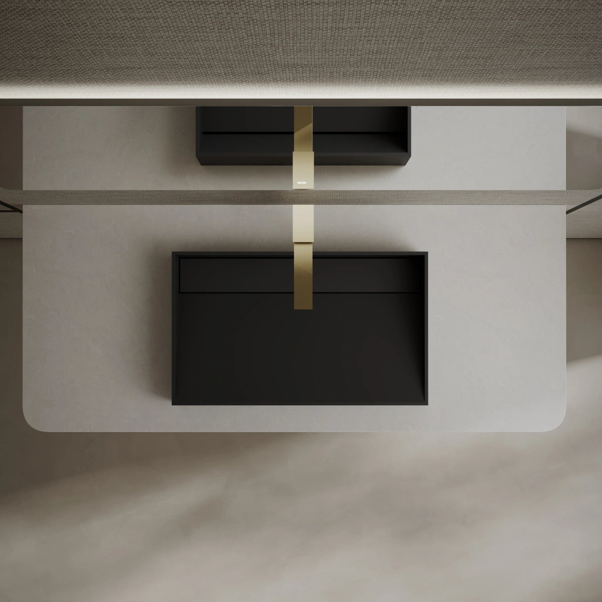 MonBlari TW-A160 Black Countertop Solid Surface Basin Top View