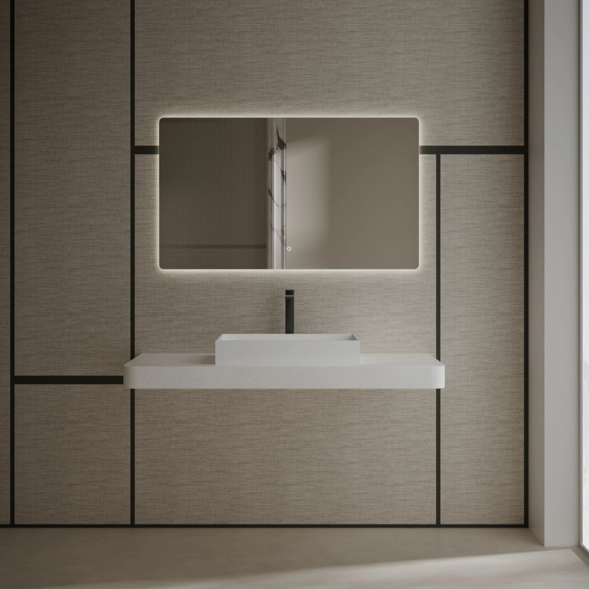 MonBlari TW-A160 White Countertop Solid Surface Basin
