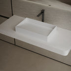 MonBlari TW-A160 White Countertop Solid Surface Basin Side View
