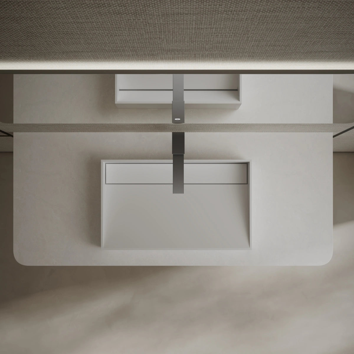 MonBlari TW-A160 White Countertop Solid Surface Basin Top View Close-up