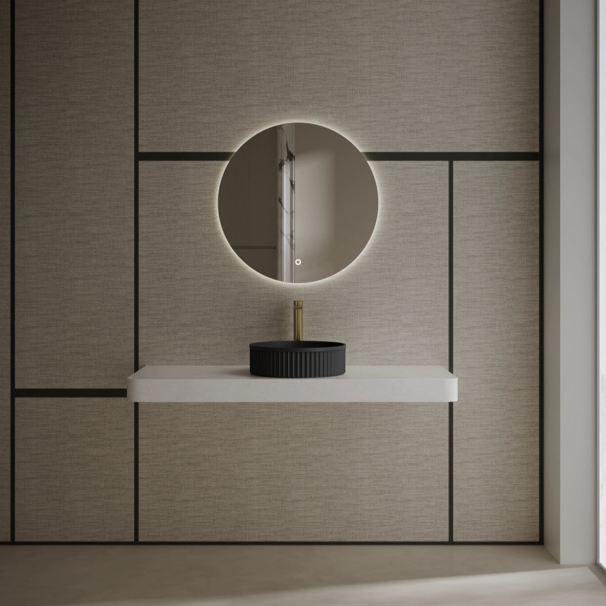 MonBlari TW-A8129 black solid surface basin front view
