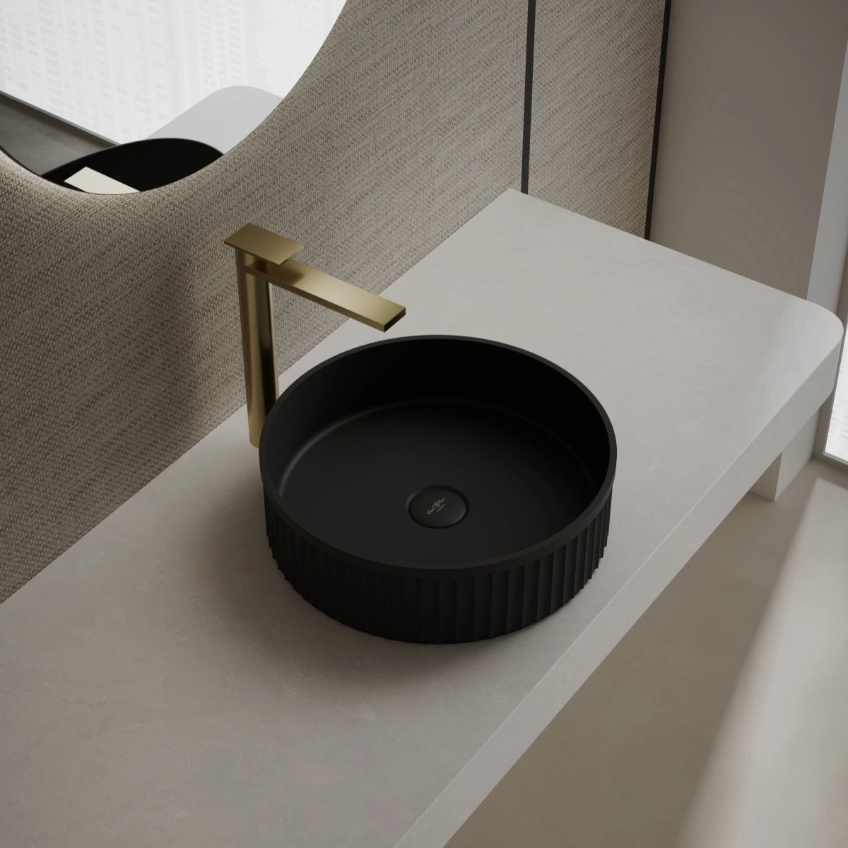 MonBlari TW-A8129 black solid surface basin side view
