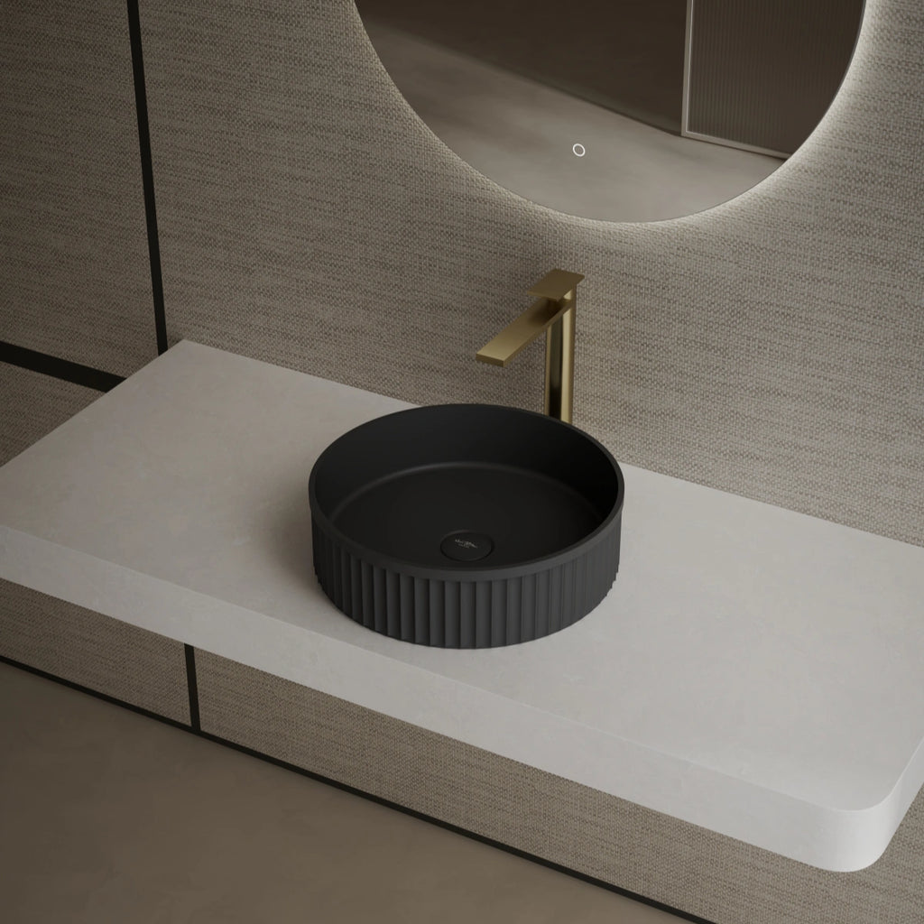 MonBlari TW-A8129 black solid surface basin side view