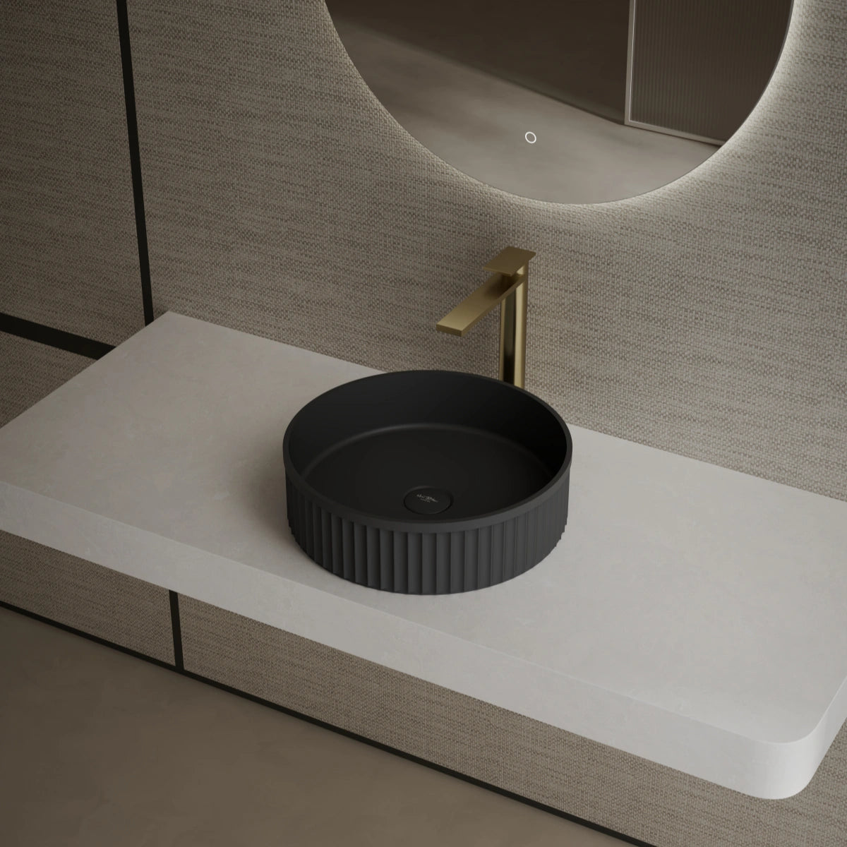 MonBlari TW-A8129 black solid surface basin side view Main image