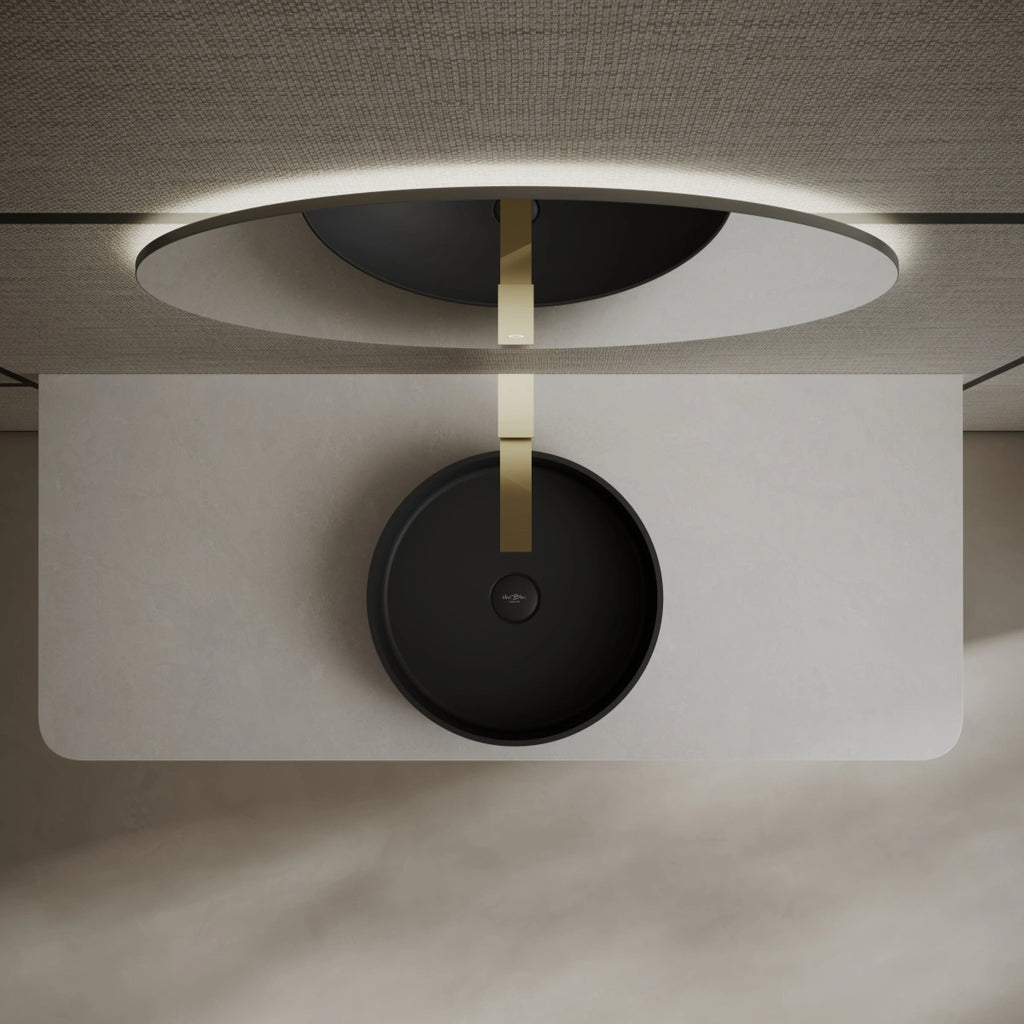 MonBlari TW-A8129 black solid surface basin top view close-up