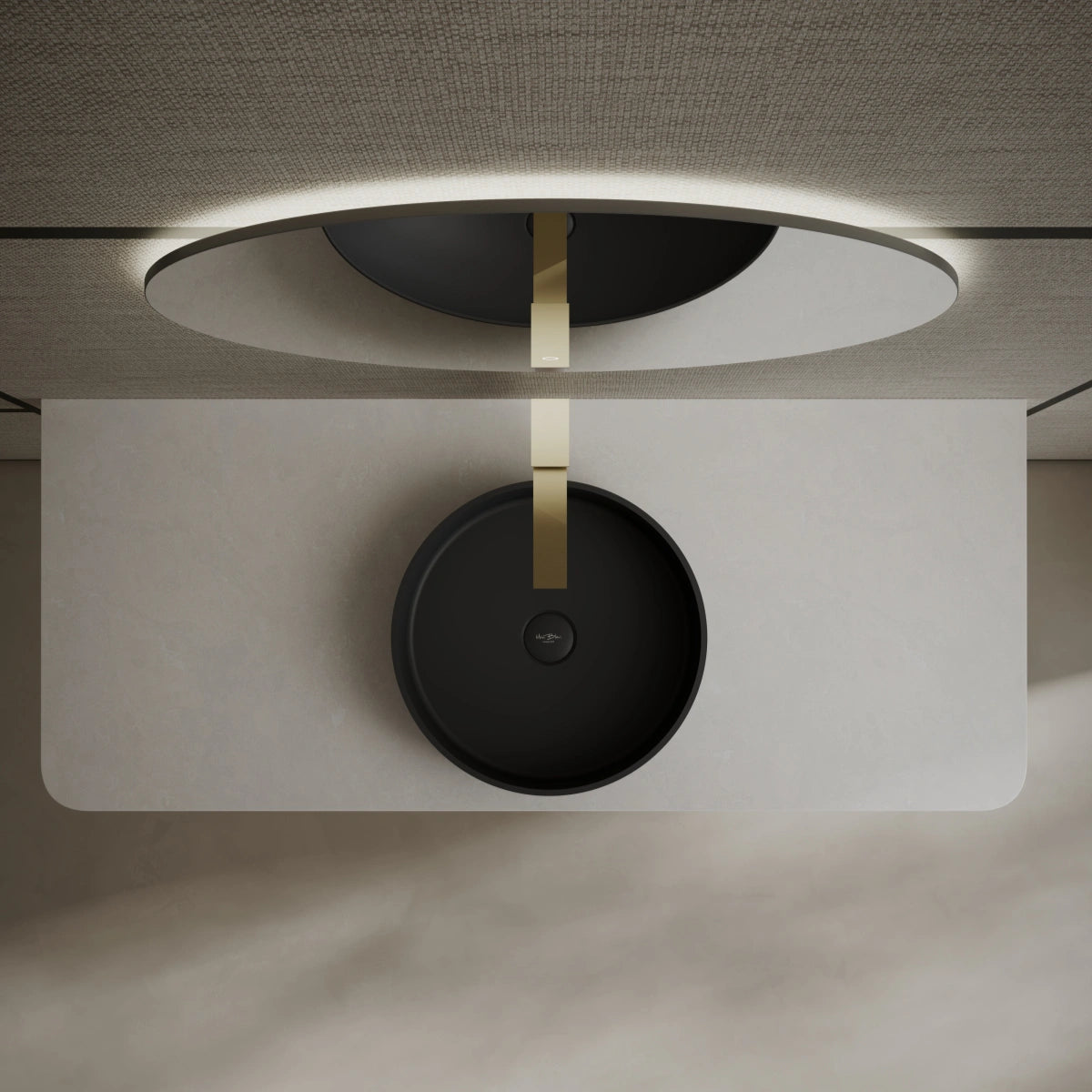 MonBlari TW-A8129 black solid surface basin top view close-up