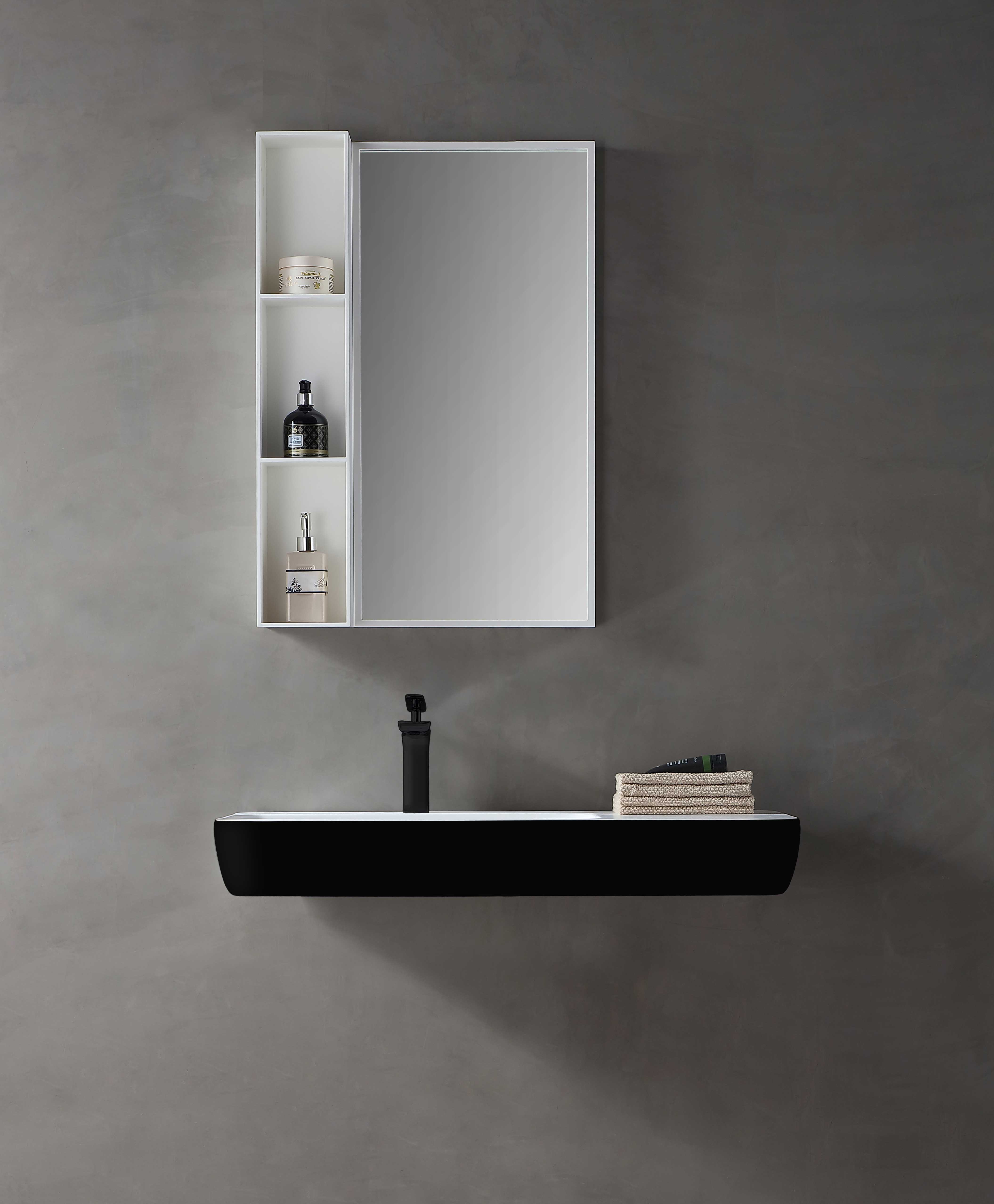 MonBlari TW-G202 solid surface black wall-mounted basin  Main image