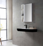 MonBlari TW-G202 solid surface black wall-mounted basin side view