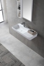 MonBlari TW-G202 solid surface wall-mounted basin side view