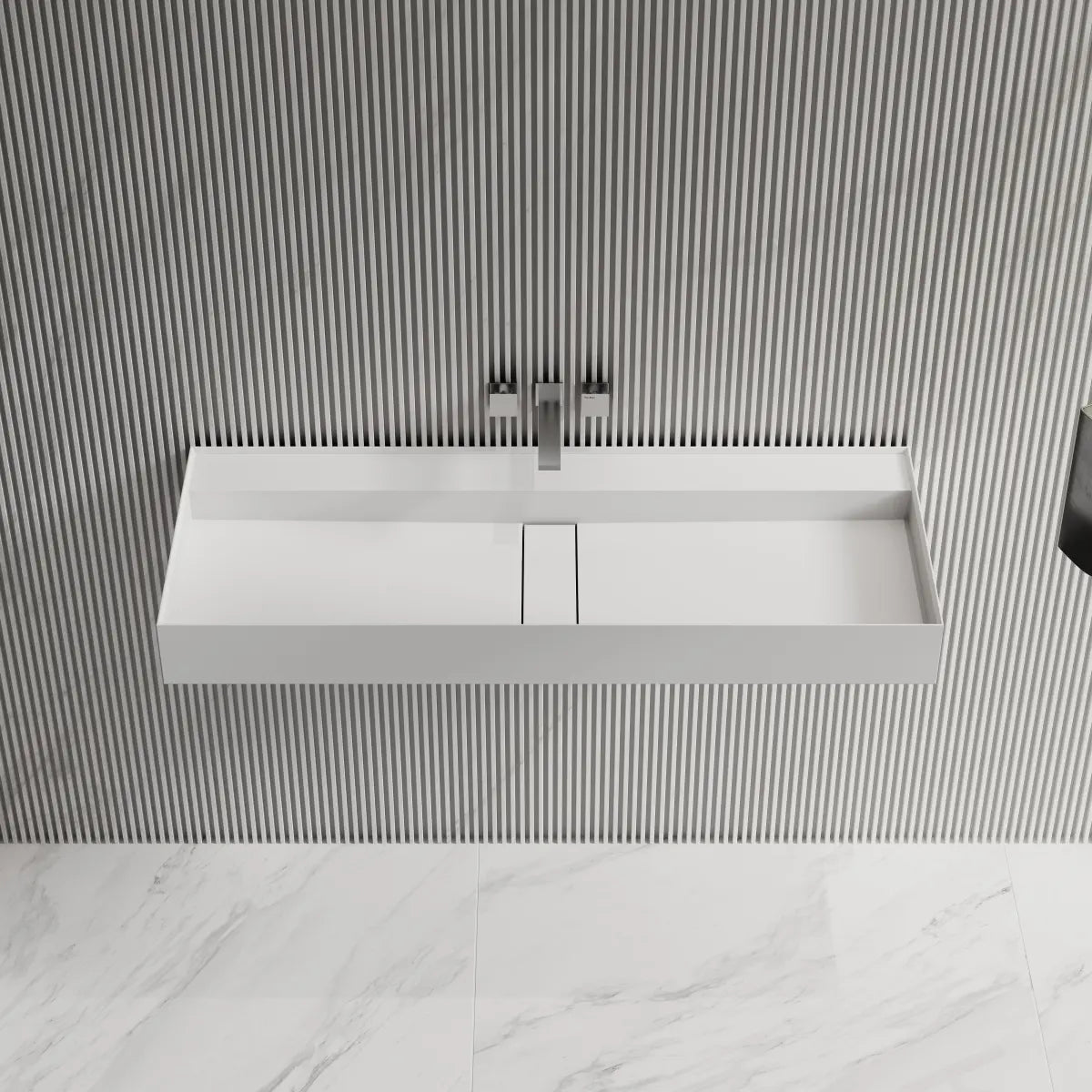 MonBlari TW-G211 Solid Surface Wall-Mounted Basin Bathroom Vessel Sink 800mm - 1200mm Front Top View