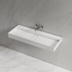 MonBlari TW-G211 Solid Surface Wall-Mounted Basin Bathroom Vessel Sink 800mm - 1200mm Side Top View Close-up
