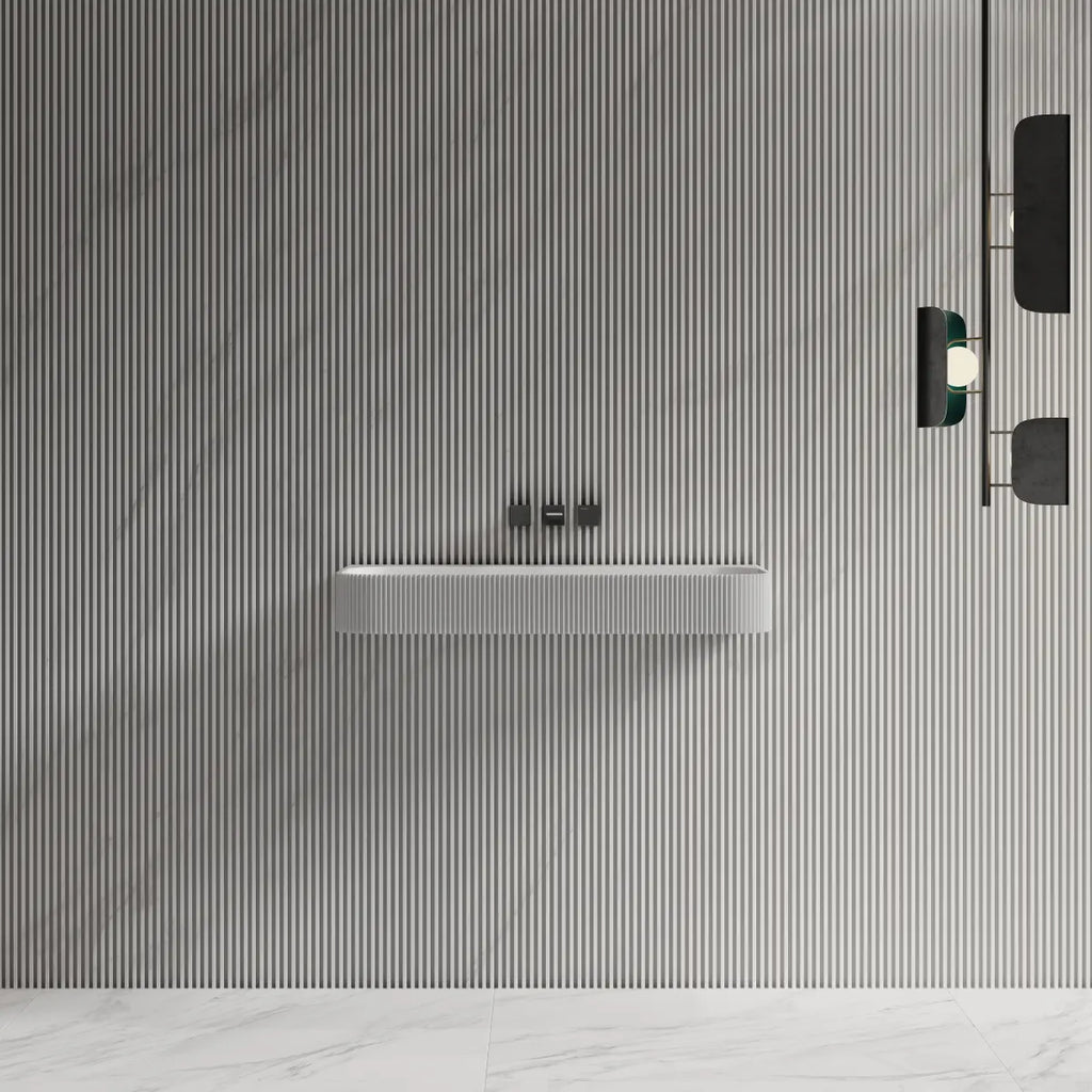 MonBlari TW-G261 Solid Surface Wall-Mounted Basin Bathroom Sink 750mm -1200mm Front View