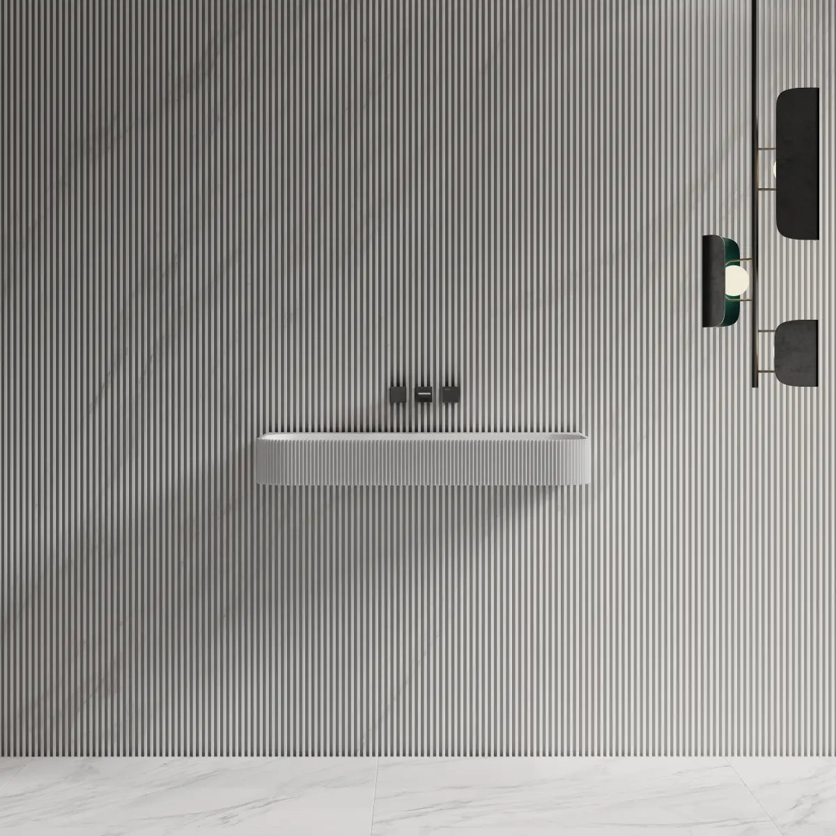 MonBlari TW-G261 Solid Surface Wall-Mounted Basin Bathroom Sink 750mm -1200mm Front View