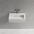 MonBlari TW-G272 Solid Surface Wall-Mounted Basin 600mm Front Top View Close-up