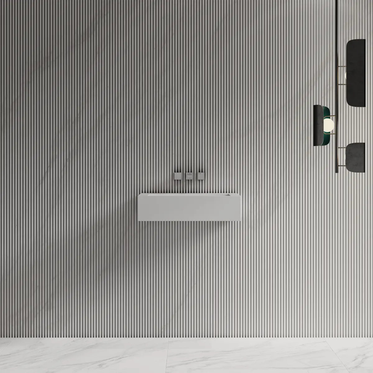 MonBlari TW-G272 Solid Surface Wall-Mounted Basin 600mm Front View