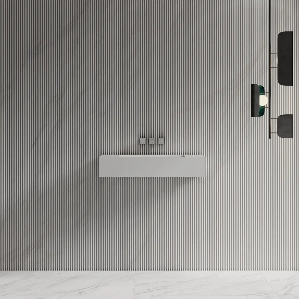 MonBlari TW-G273 White Solid Surface Wall-Mounted Basin 800mm Front View