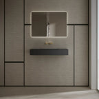 MonBlari TW-G275 Black Solid Surface Wall-Mount Basin 1000mm Front View 