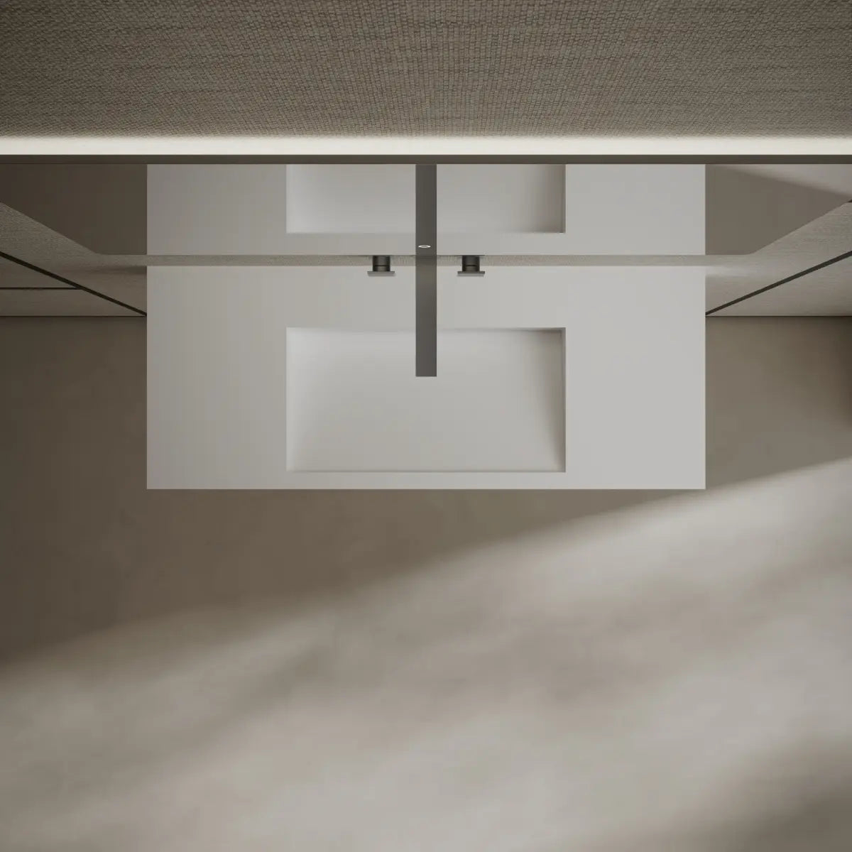 MonBlari TW-G275 White Solid Surface Wall-Mount Basin 1000mm Front Top View Close-up
