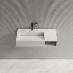 MonBlari TW-G281 Solid Surface Wall-Mounted Basin Bathroom Sink 800mm Front Top View Close-up