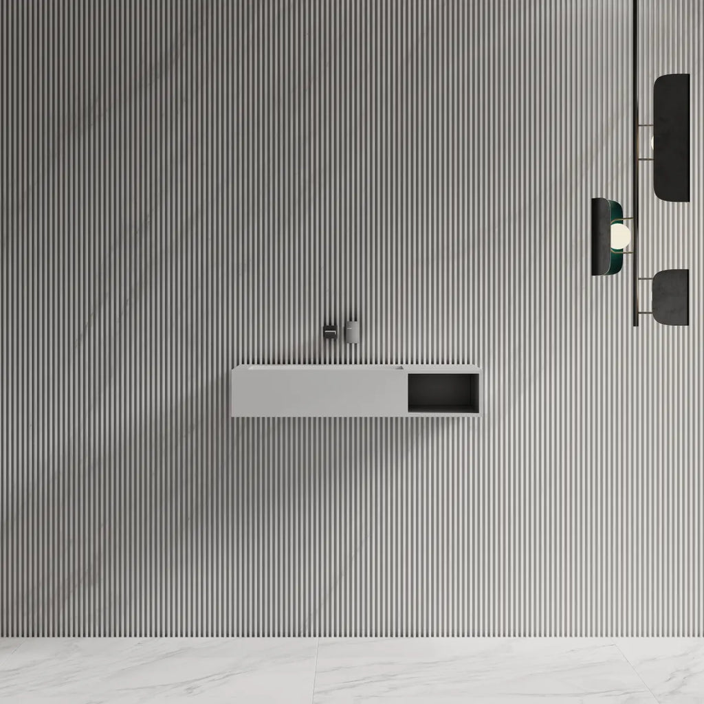 MonBlari TW-G281 Solid Surface Wall-Mounted Basin Bathroom Sink 800mm Front View