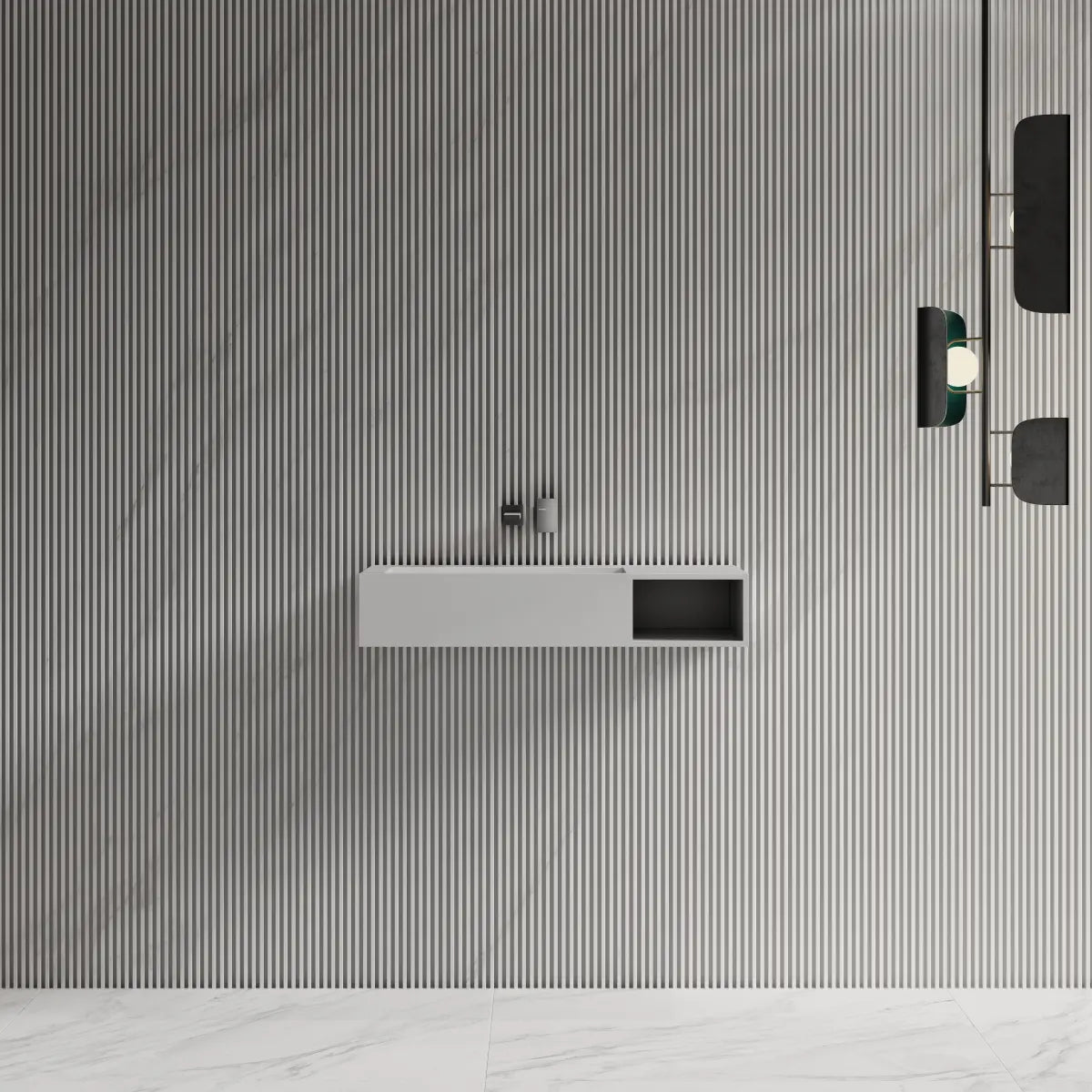 MonBlari TW-G281 Solid Surface Wall-Mounted Basin Bathroom Sink 800mm Front View