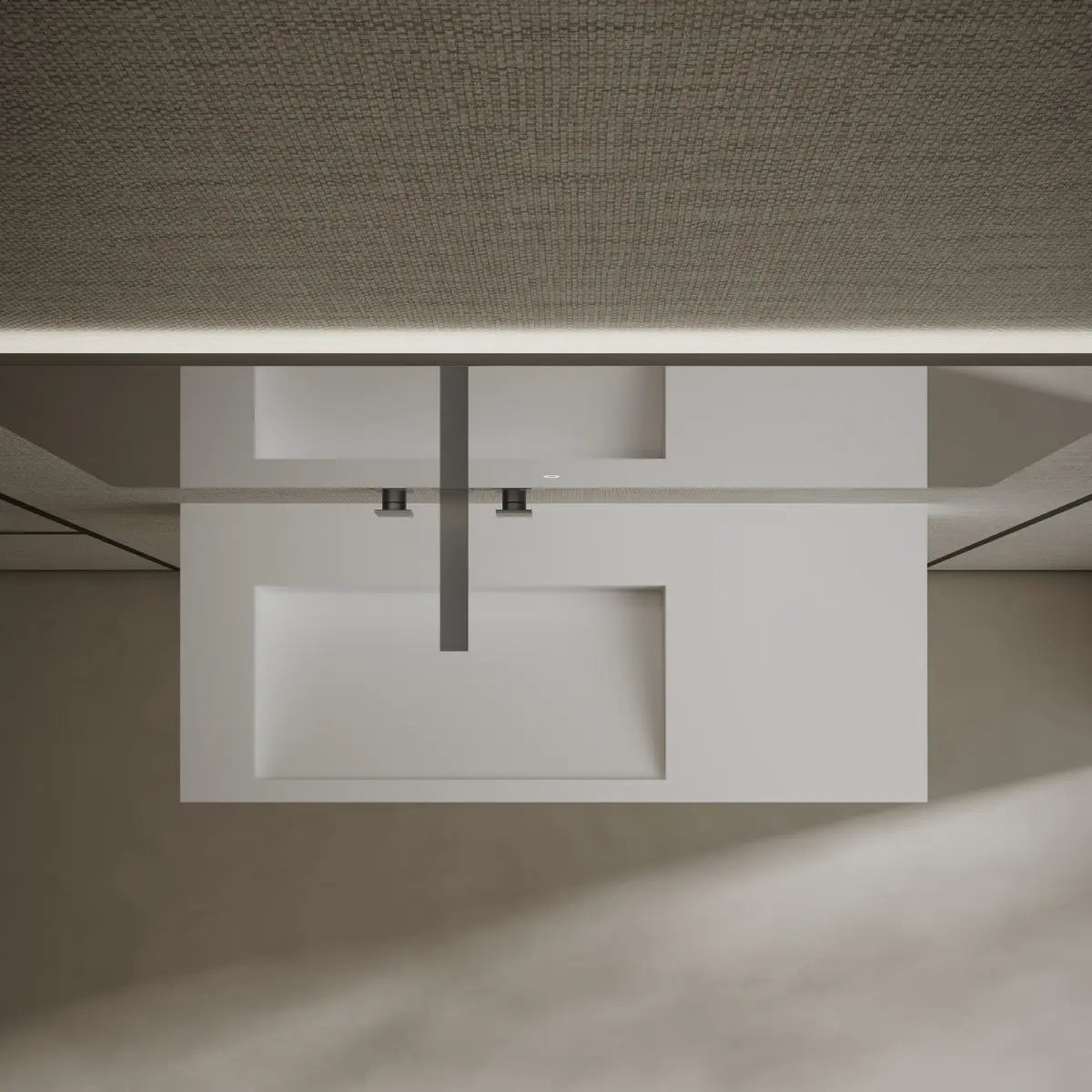 MonBlari TW-G282 White Solid Surface Wall-Mount Basin 1000mm Front Top View Close-up