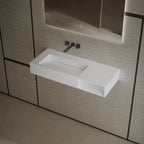 MonBlari TW-G282 White Solid Surface Wall-Mount Basin 1000mm Side Top View Close-up